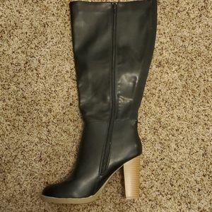 Black calf length boots